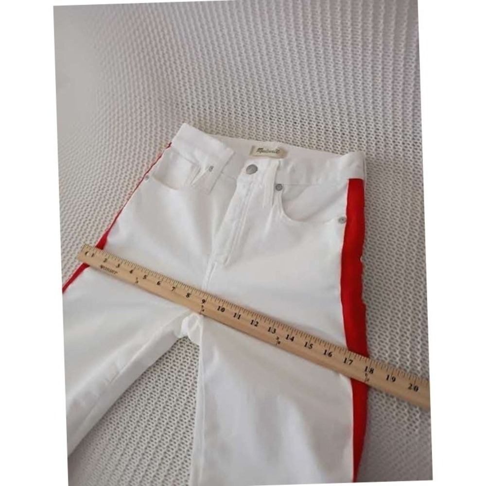 Madewell Slim Straight Tuxedo Stripe Jeans White Red 25x27 NWOT MSRP $135 - Picture 12 of 13